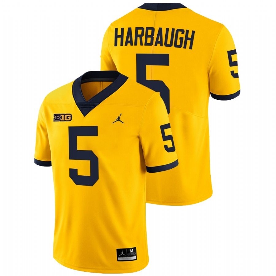 Michigan Wolverines Men's NCAA Jim Harbaugh #4 Maize National award winner Limited College Football Jersey KMY8249QX